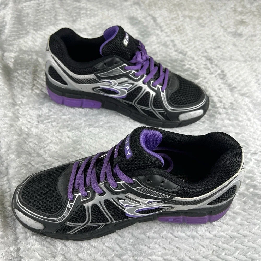 Gravity Defyer Womens 7.5 Walking Shoes Black Purple Comfort GDEFY TB9004FBP-M